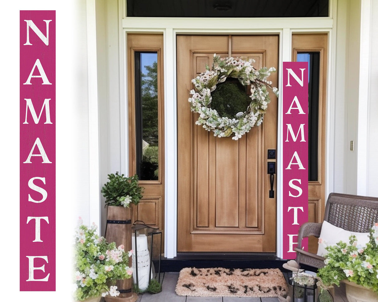72in Purple Outdoor Namaste Sign - UV Protected, Sealed, Foldable, Portable - Ideal for Front Door and Entryway Decor