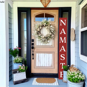 72in Red Outdoor Namaste Sign - UV Protected, Sealed, Foldable, Portable - Perfect for Front Door and Entryway Decor