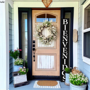 72in Black Bienvenido Porch Sign - UV Protected, Sealed, Foldable, Portable - Perfect for Front Door and Entryway Decor