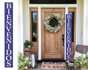 72in Violet Bienvenido Porch Sign - UV Protected, Sealed, Foldable, Portable - Perfect for Front Door and Entryway Decor