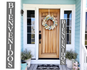 72in Gray Bienvenido Porch Sign - UV Protected, Sealed, Foldable, Portable - Perfect for Front Door and Entryway Decor
