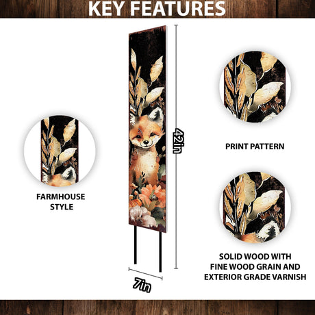 42-inch Fall Garden Stake | Watercolor Foxy | Perfect for Outdoor Decor | Yard Art and Garden Decoration | Autumn Garden Accent