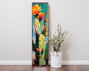 36in Summer Cactus Porch Sign - Oil Paint Style - Wooden Rustic Farmhouse Decor - Perfect for Door, Wall, Outdoor Entryway Decor