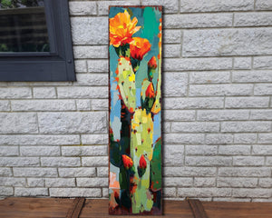 36in Summer Cactus Porch Sign - Oil Paint Style - Wooden Rustic Farmhouse Decor - Perfect for Door, Wall, Outdoor Entryway Decor