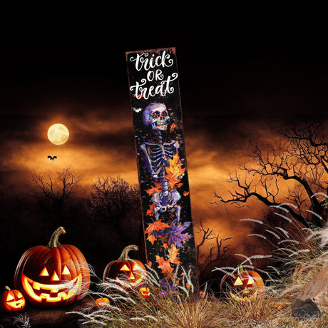 42-Inch Trick or Treat Watercolor Skeleton Garden Stake