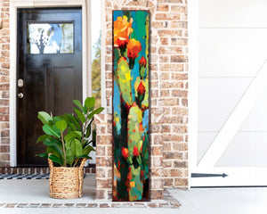 48in Summer Cactus Porch Sign - Rustic Farmhouse Decor - Perfect for Door, Wall, Outdoor Entryway - UV Protected, Sealed, Oil Paint Style