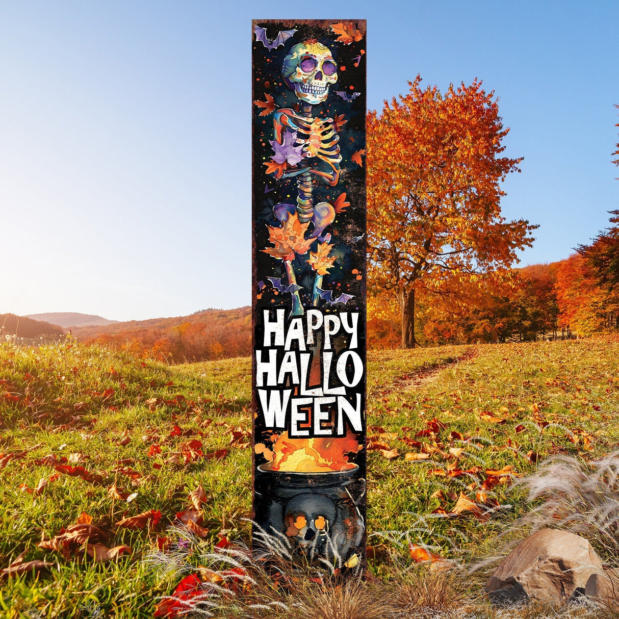 42-Inch “Happy Halloween” Watercolor Garden Stake