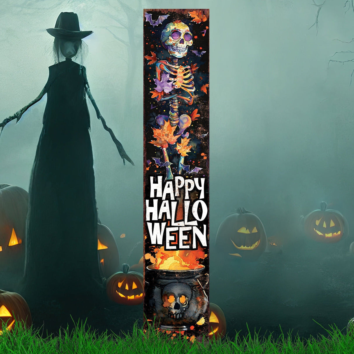 42-Inch “Happy Halloween” Watercolor Garden Stake