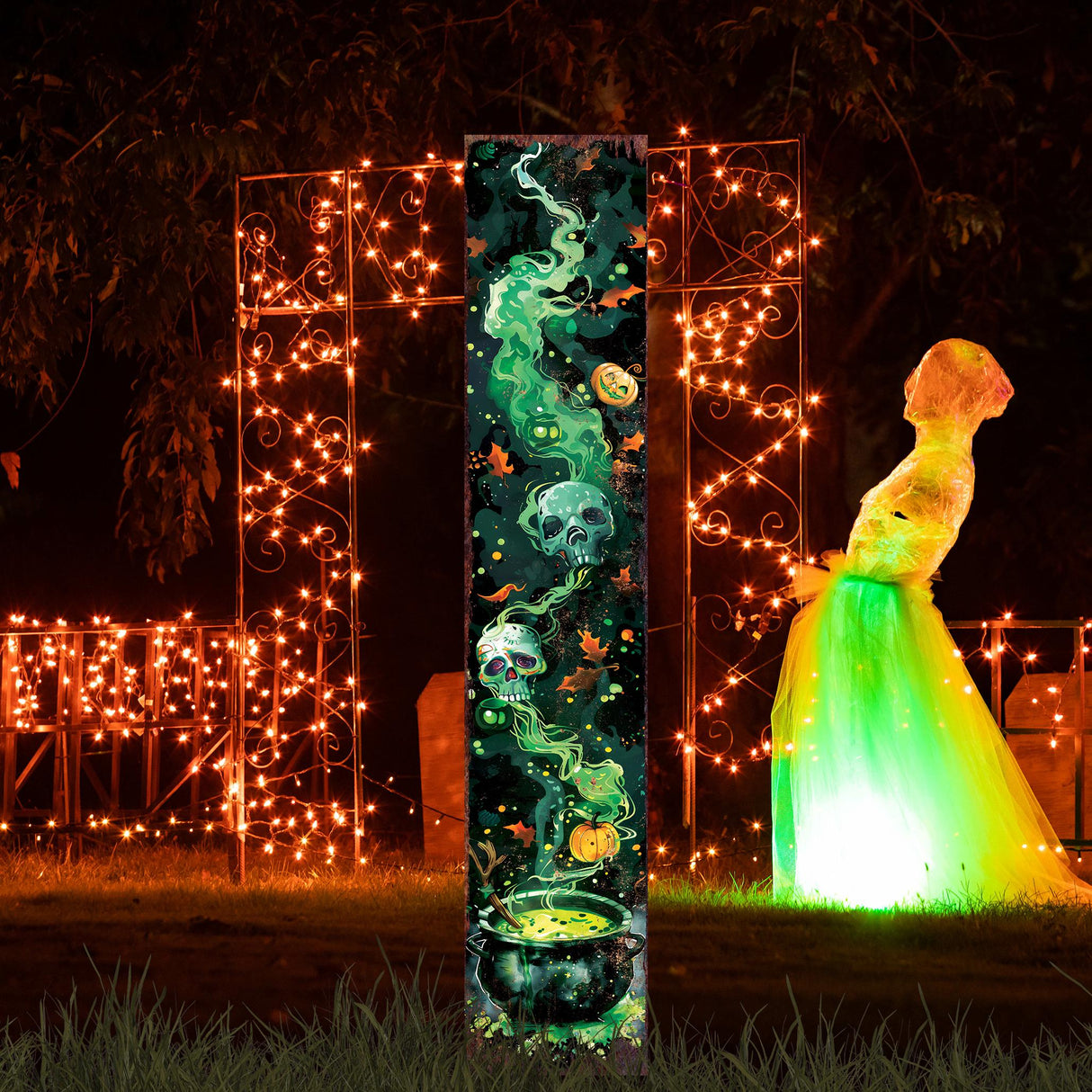 42-Inch Halloween Watercolor Poison Cauldron Garden Stake