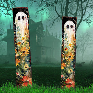 42-Inch Halloween Watercolor Ghost & Wildflower Garden Stake