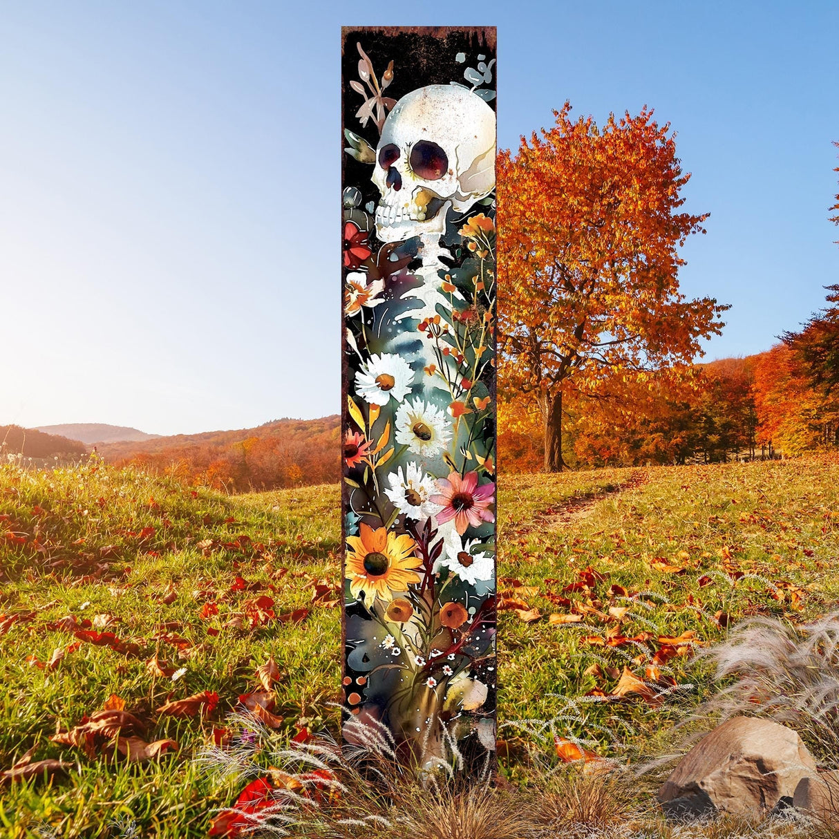 42" Watercolor Skeleton Garden Stake