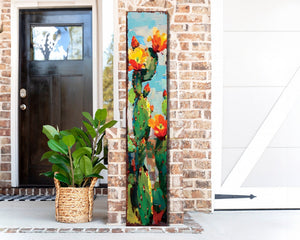 48in Summer Cactus Porch Sign - Rustic Farmhouse Decor - Oil Paint Style - Perfect for Door, Wall, Outdoor Entryway - UV Protected, Sealed