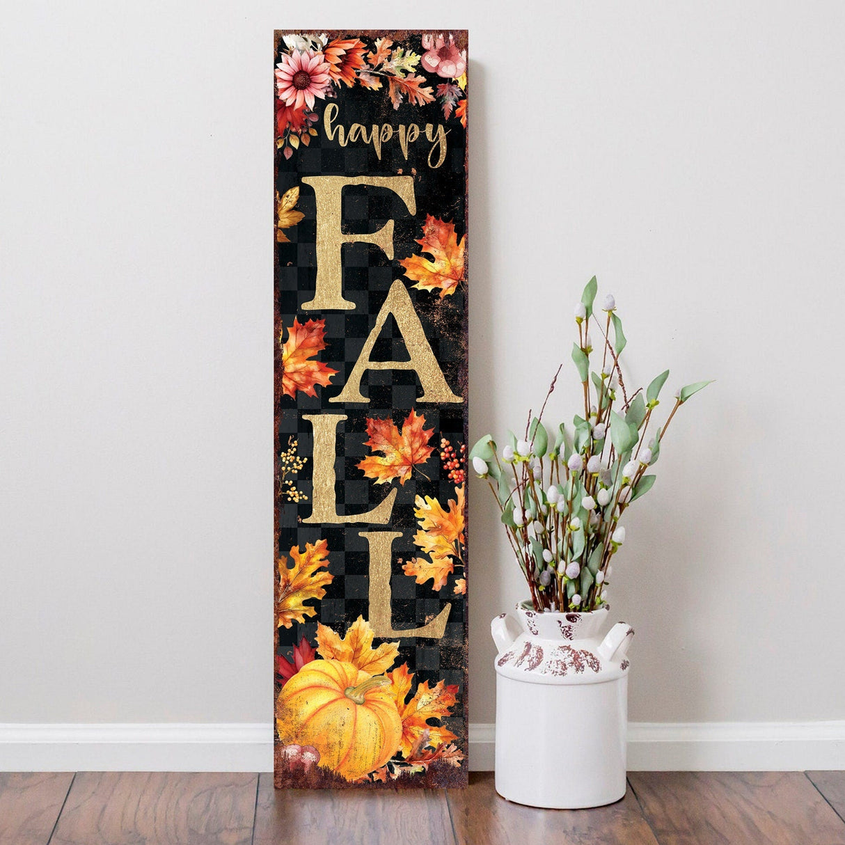 Reversible 36-Inch Rustic Autumn Porch Sign