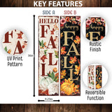 Reversible 36-Inch Rustic Autumn Porch Sign