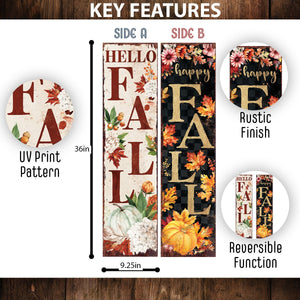 Reversible 36-Inch Rustic Autumn Porch Sign
