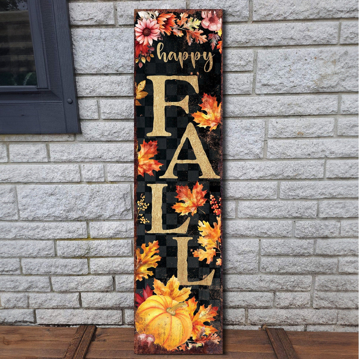 Reversible 36-Inch Rustic Autumn Porch Sign