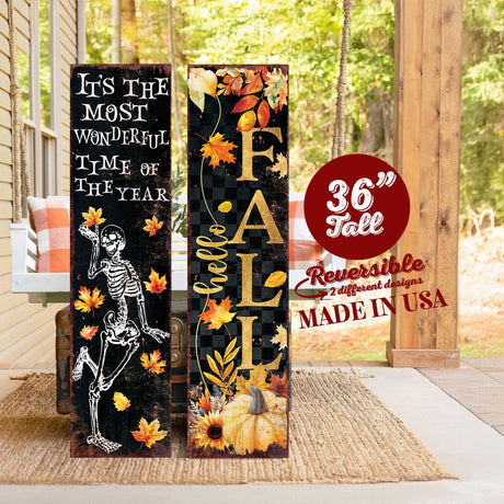 Reversible 36" Fall & Halloween Porch Sign