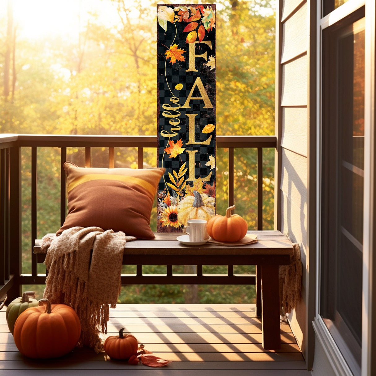 Reversible 36" Fall & Halloween Porch Sign