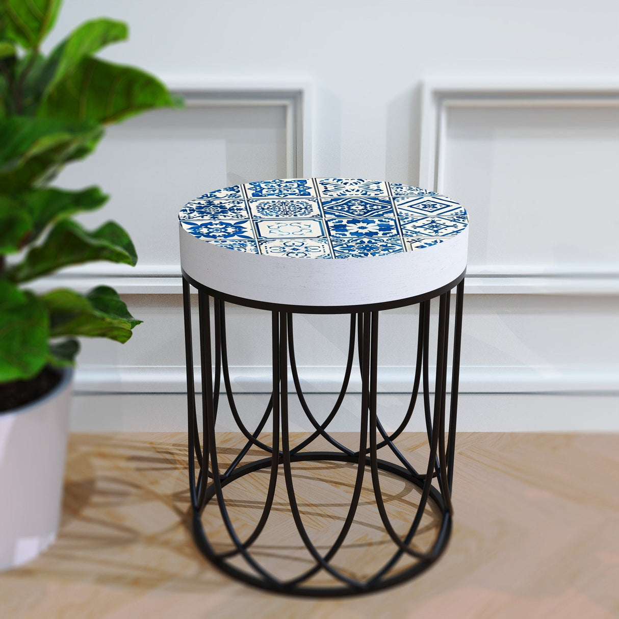 Moroccan Blue Patterned Tiles Accent Table