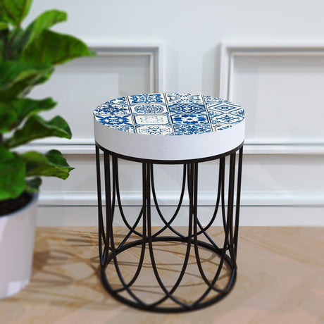 Moroccan Blue Patterned Tiles Accent Table