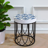 Moroccan Geometric Blue Tiles Accent Table