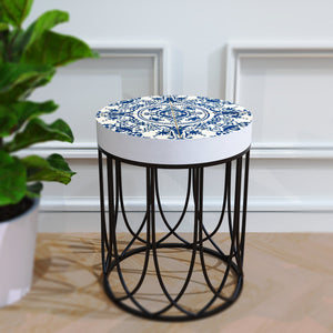 Moroccan Geometric Blue Tiles Accent Table