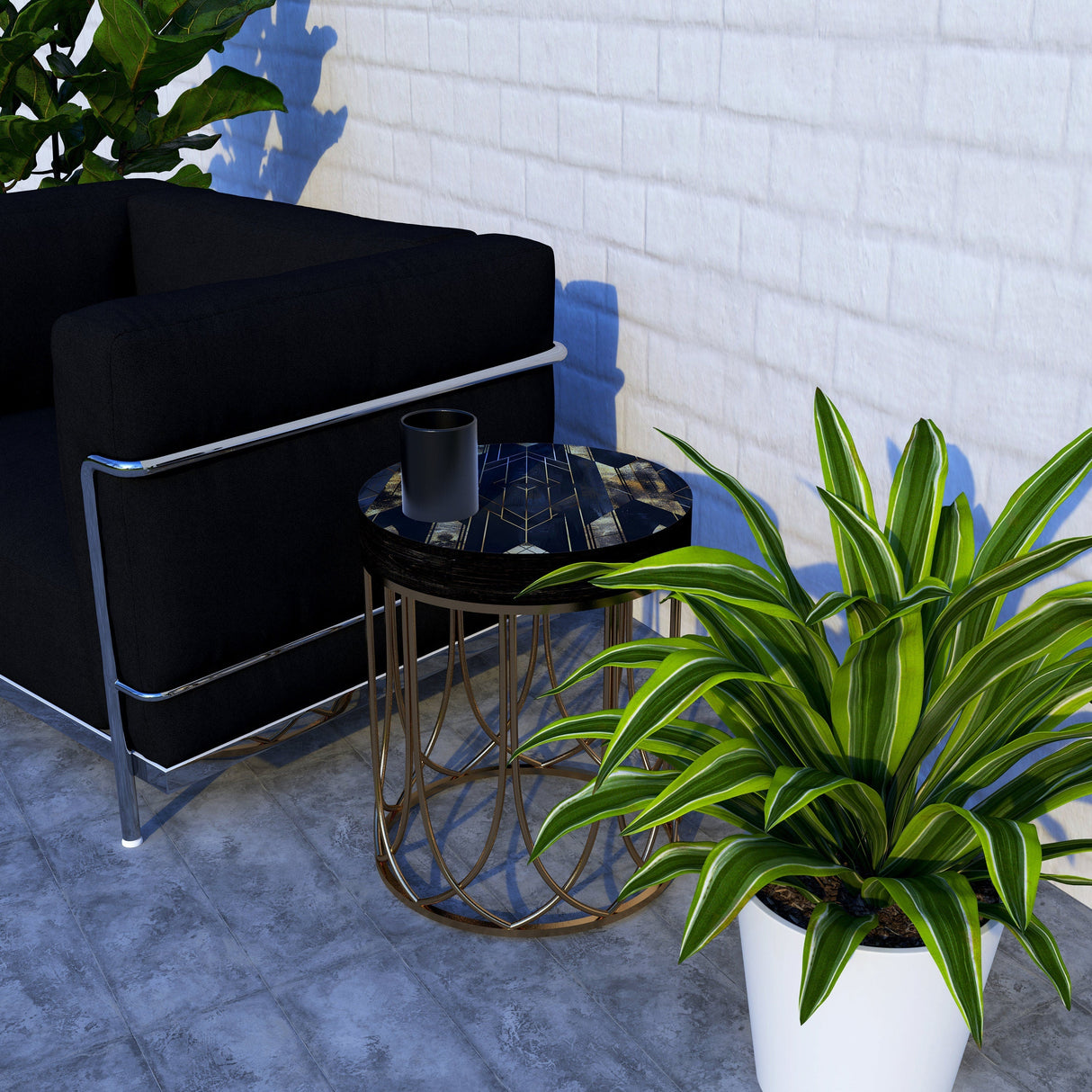 Black & Gold Geometric Accent Table