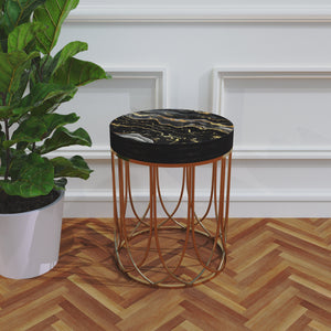Black & Gold Marble Pattern Accent Table