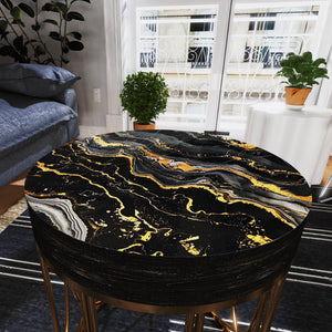 Black & Gold Marble Pattern Accent Table
