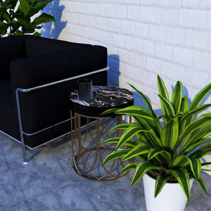Black & Gold Marble Pattern Accent Table