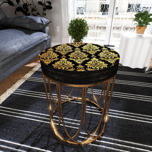 Black & Gold Victorian Pattern Accent Table