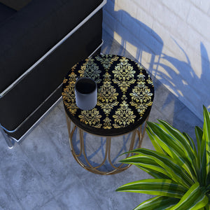 Black & Gold Victorian Pattern Accent Table