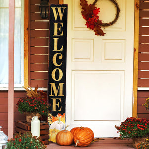 72in Fall Welcome Porch Sign - Front Porch Fall Black Welcome Sign with Vintage Autumn Decoration, Rustic Thanksgiving Decor for Outdoor