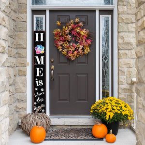 72in Home is Where the Dog Is Porch Sign - Front Porch Sign with Furry Friend Decoration, Black Rustic Farmhouse Pet Decor for Outdoor