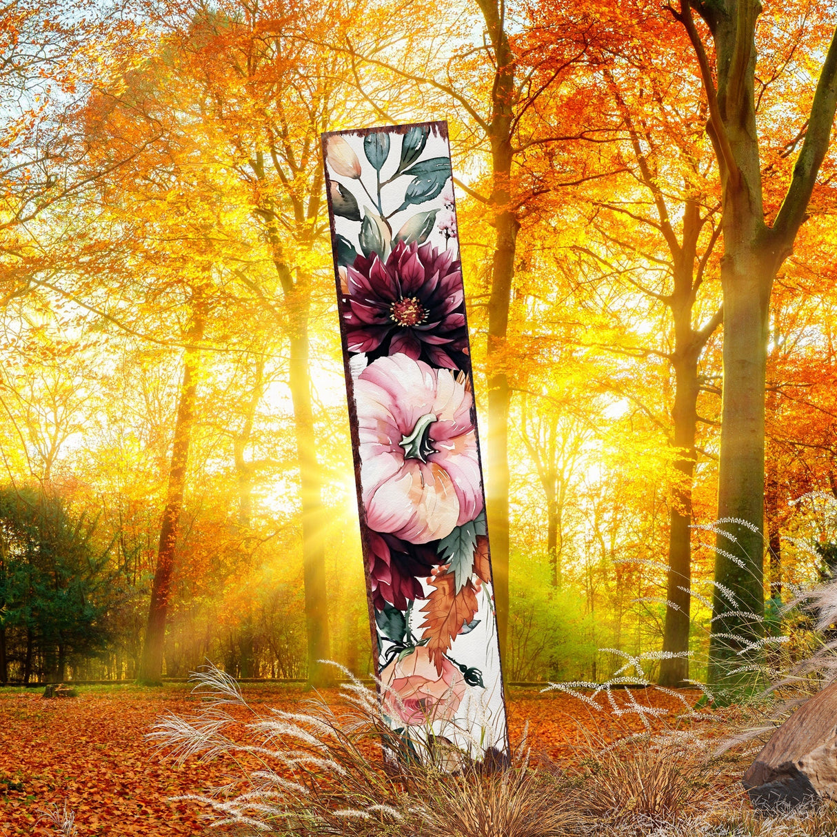 42" Watercolor Pumpkin Garden Stake