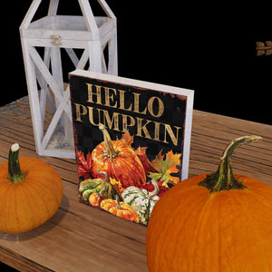 15in Hello Pumpkin Fall Table Decor - Fall Wooden Decor Autumn Tabletop Sign Decor for Home, Farmhouse Harvest Holiday Indoor Party Decor