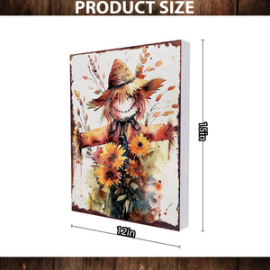 15in Fall Scarecrow Table Decor | Fall Wooden Tabletop Sign | Farmhouse Harvest Holiday Indoor Decor