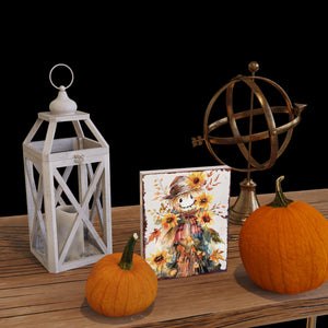 15in Fall Scarecrow Table Decor | Autumn Tabletop Sign | Wooden Farmhouse Harvest Holiday Indoor Decor