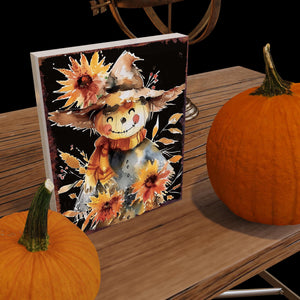 15in Fall Scarecrow Table Decor | Autumn Tabletop Sign | Farmhouse Harvest Wooden Indoor Holiday Decor