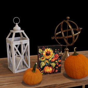 15in Pumpkin Sunflower Table Decor - Fall Decor Autumn Tabletop Sign Decoration for Home, Farmhouse Harvest Holiday Indoor Decor
