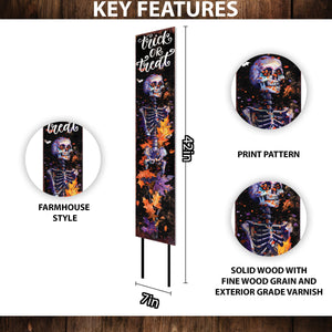 42-Inch Trick or Treat Watercolor Skeleton Garden Stake