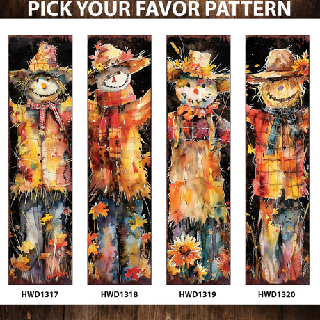 36in Fall Scarecrow Porch Sign  - Watercolor Fall Decor for Front Door, Yard Art, Outdoor Garden Decoration for Front Porch