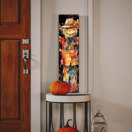 36in Fall Scarecrow Porch Sign  - Watercolor Fall Decor for Front Door, Yard Art, Outdoor Garden Decoration for Front Porch