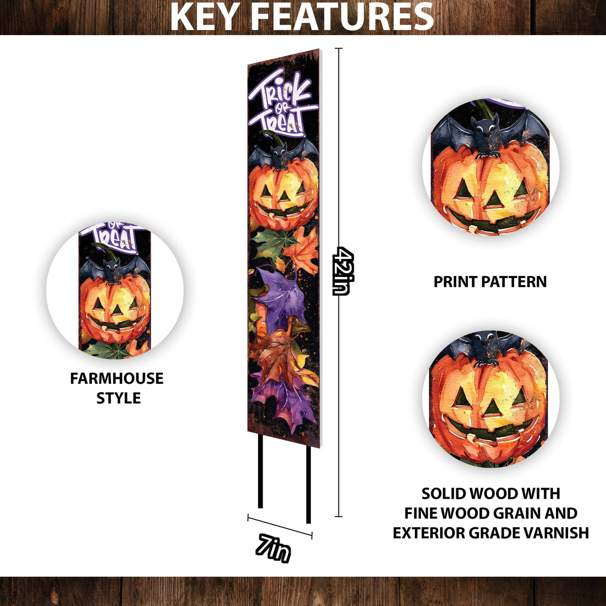 42-Inch Trick or Treat Watercolor Pumpkin Garden Stake