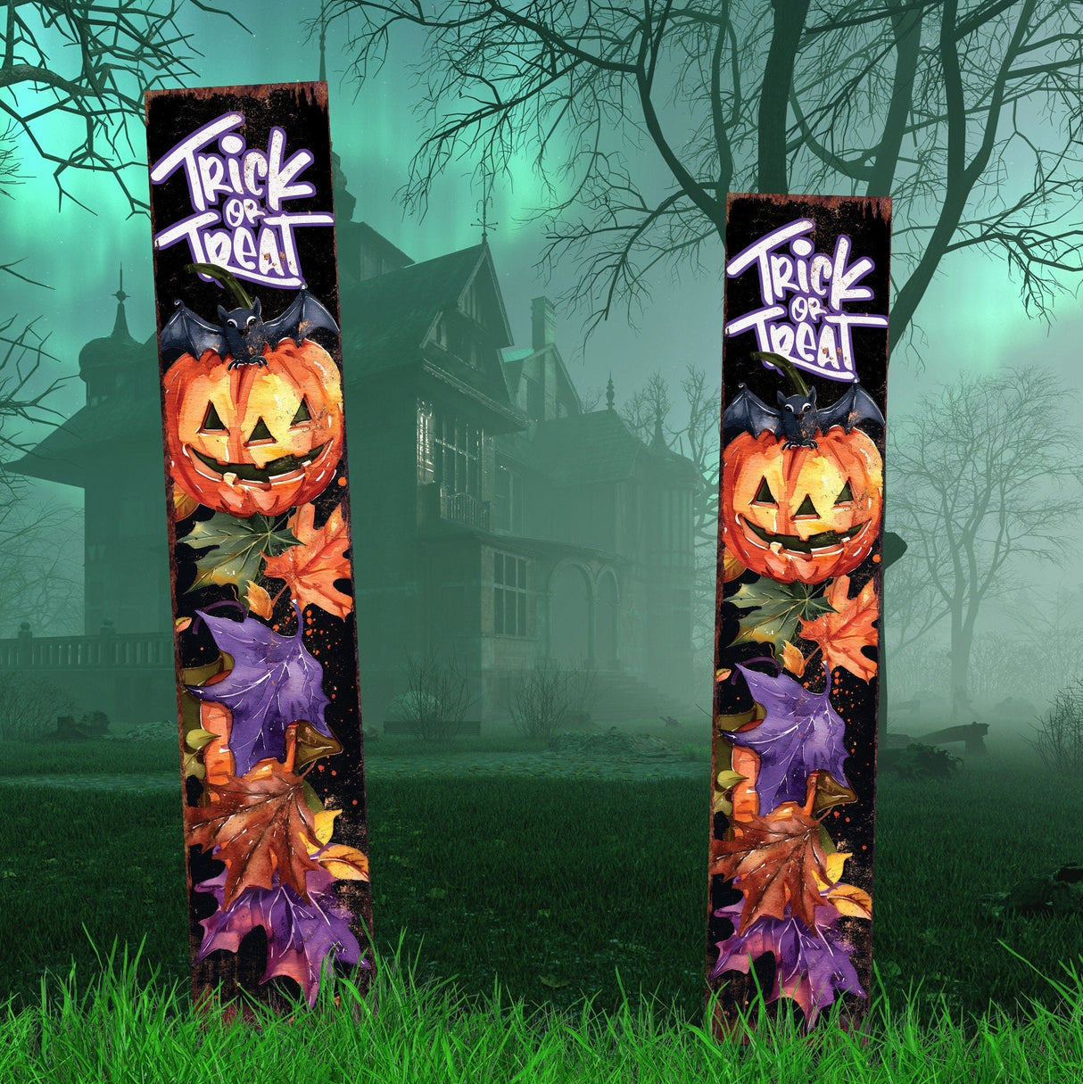 42-Inch Trick or Treat Watercolor Pumpkin Garden Stake