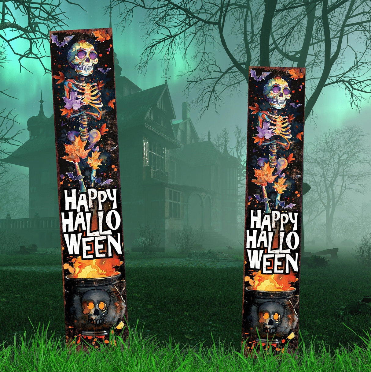 42-Inch “Happy Halloween” Watercolor Garden Stake