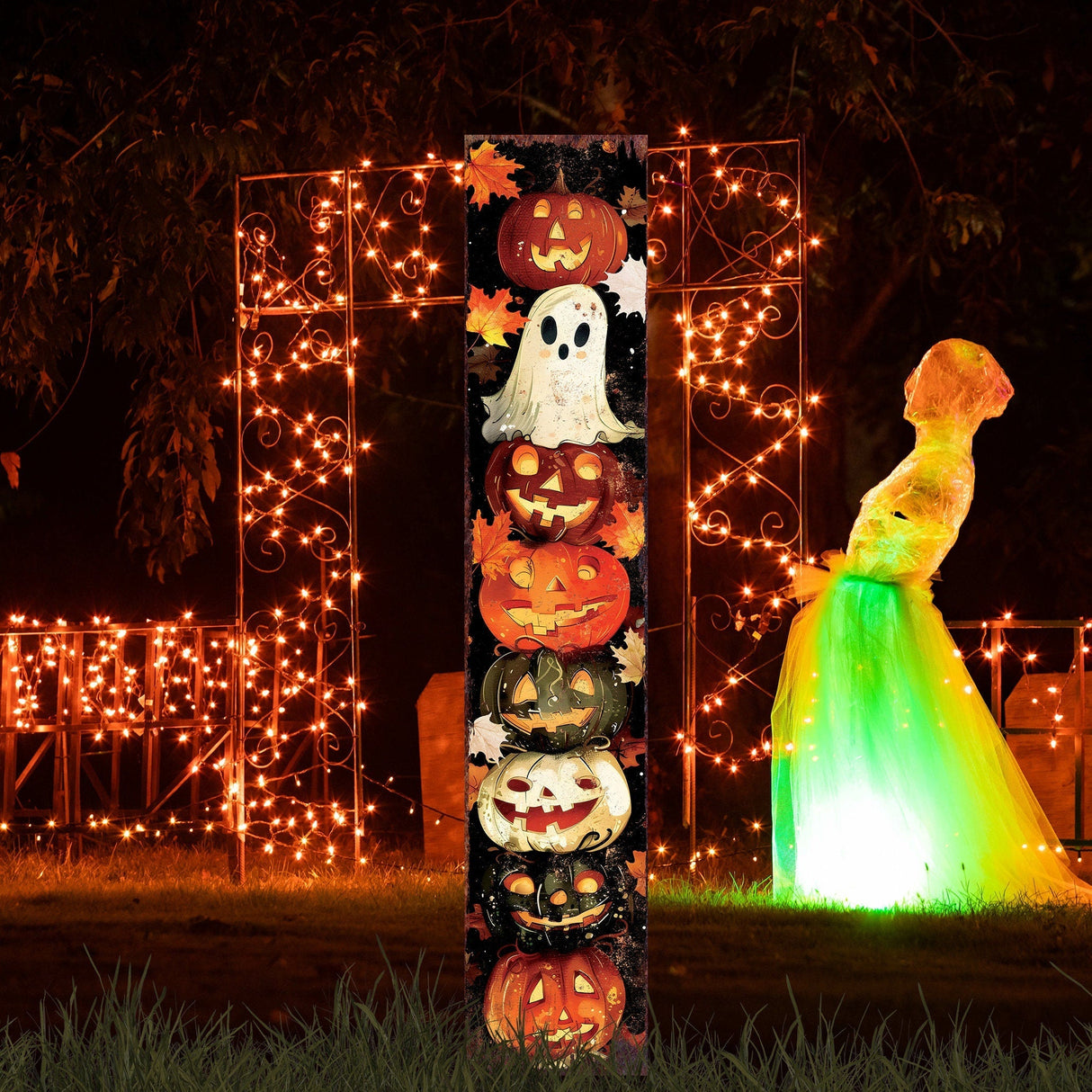 42-Inch Halloween Watercolor Garden Stake