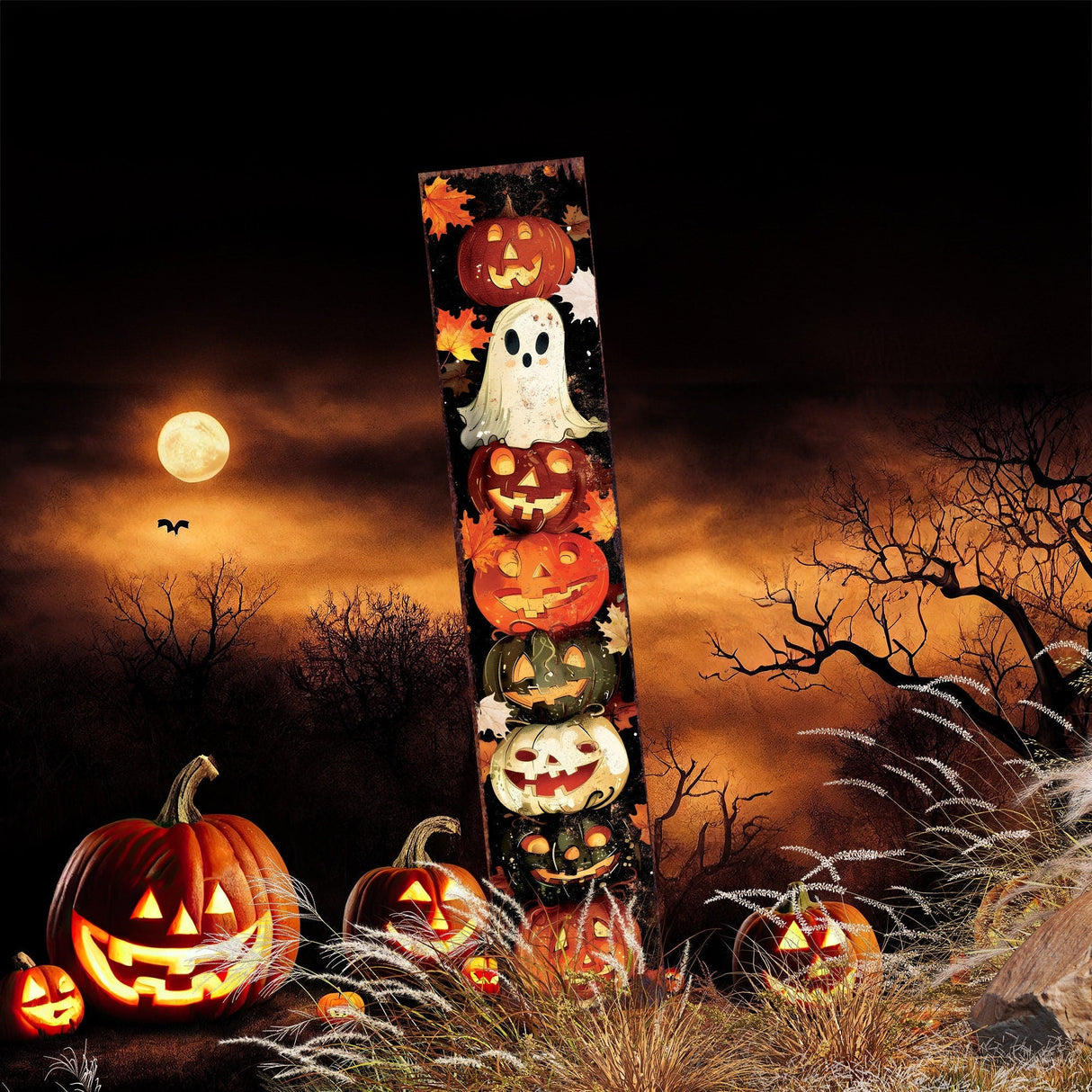 42-Inch Halloween Watercolor Garden Stake