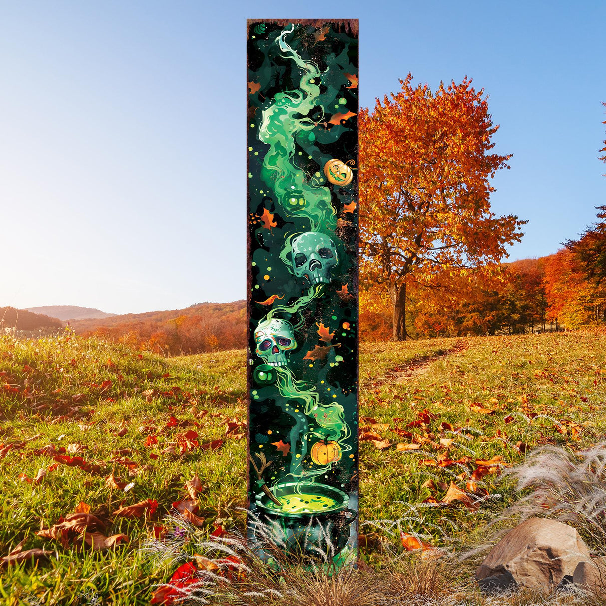 42-Inch Halloween Watercolor Poison Cauldron Garden Stake