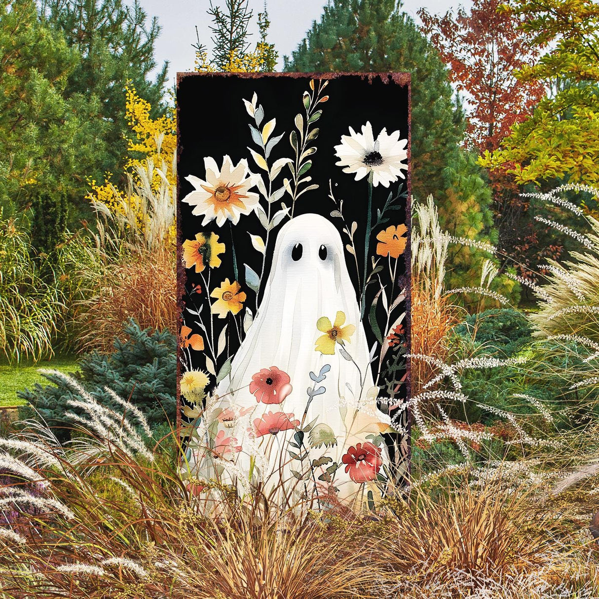 30-Inch Watercolor Ghost Garden Stake